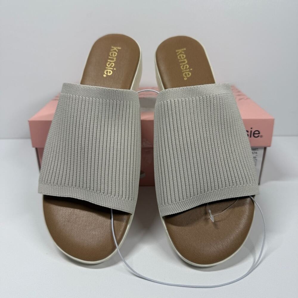 NIB • Kensie Women's Ellie Beige Knit Wedge Sandals Size: 9 - Picture 3 of 6